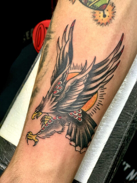 Old School Eagle Tattoo • On the Road Tattoo