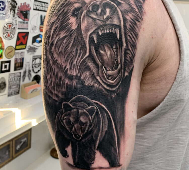 roaring bear tattoo design